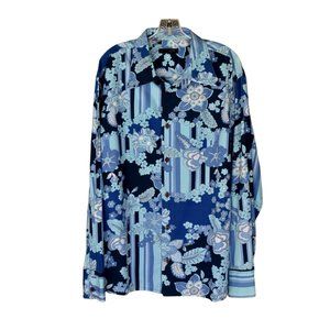 Men's Lift Blue Floral Dress Shirt Size M/L